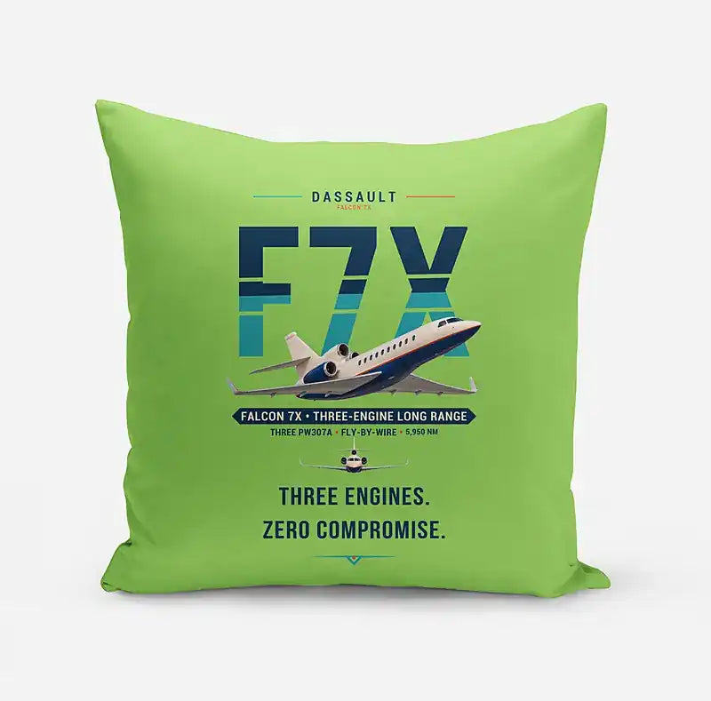Dassault Falcon 7X - Original - Pillow - Light Green