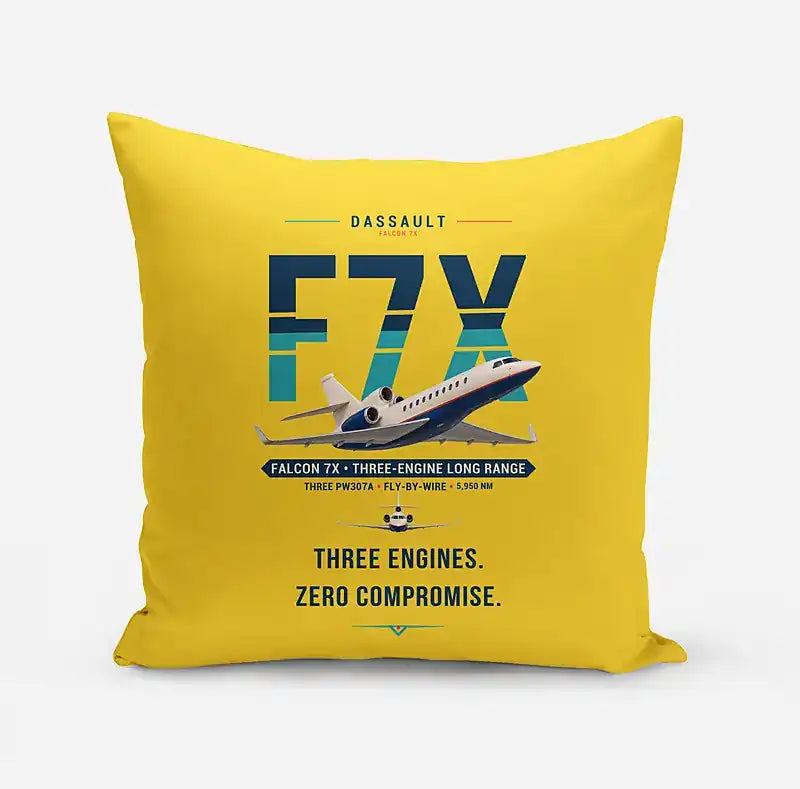 Dassault Falcon 7X - Original - Pillow - Yellow