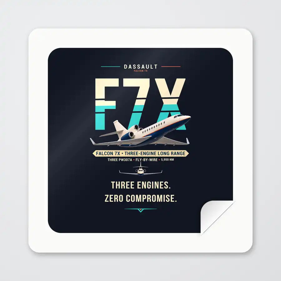 Dassault Falcon 7X - Original - Square Sticker - Peel