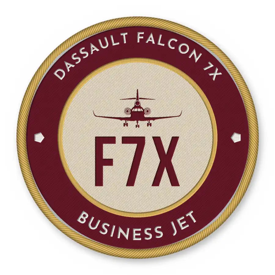 Dassault Falcon 7X Patches - Circle - Burgundy Cream