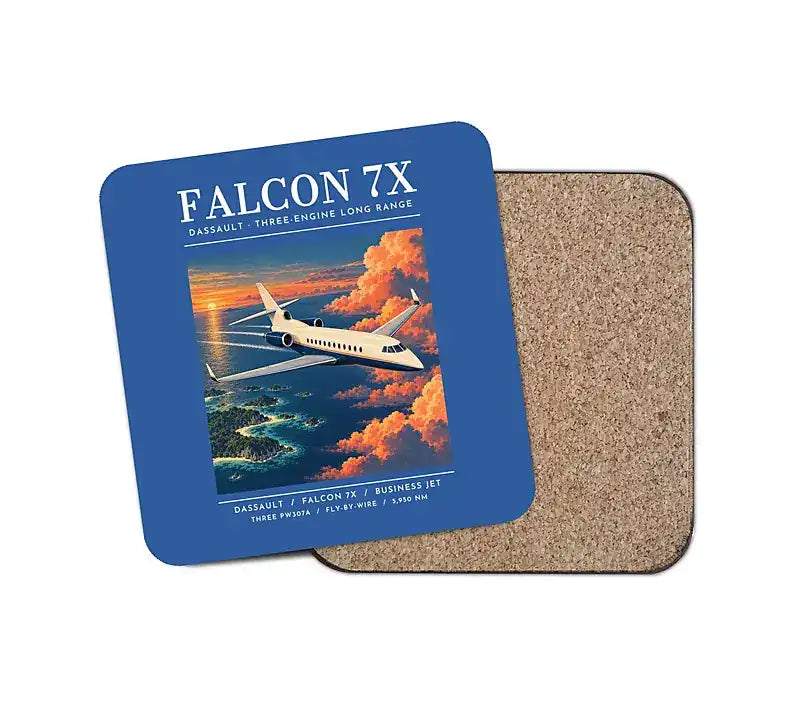 Dassault Falcon 7X - Poster - Coaster - Blue