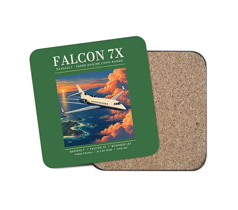 Dassault Falcon 7X - Poster - Coaster - Green