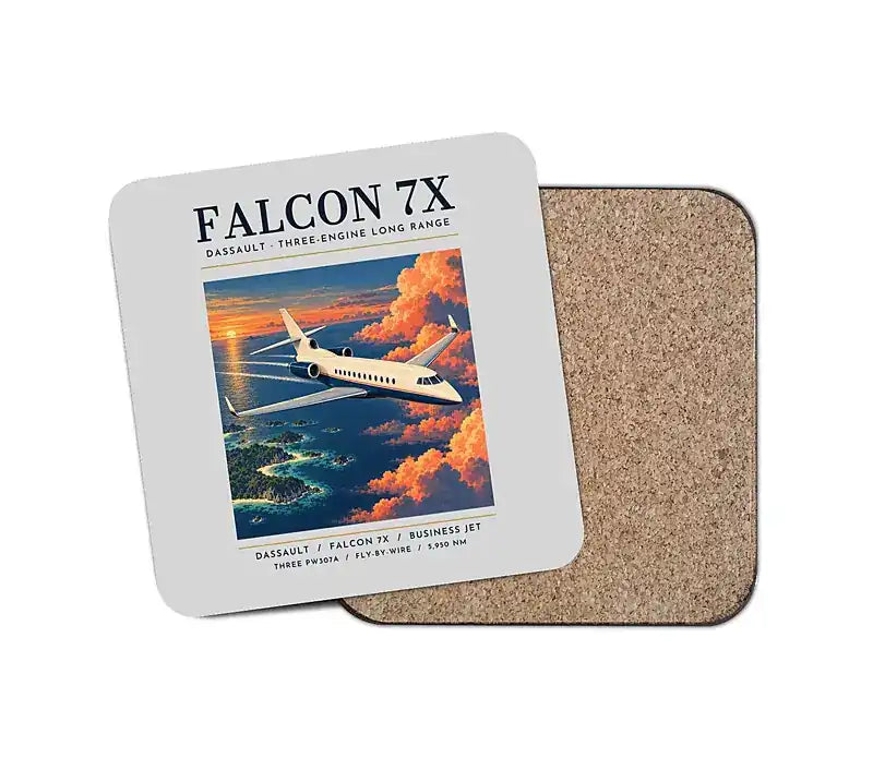 Dassault Falcon 7X - Poster - Coaster - Light Gray