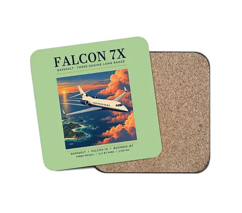 Dassault Falcon 7X - Poster - Coaster - Light Green