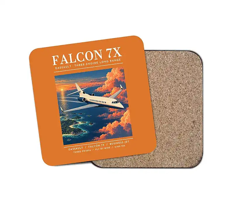 Dassault Falcon 7X - Poster - Coaster - Orange