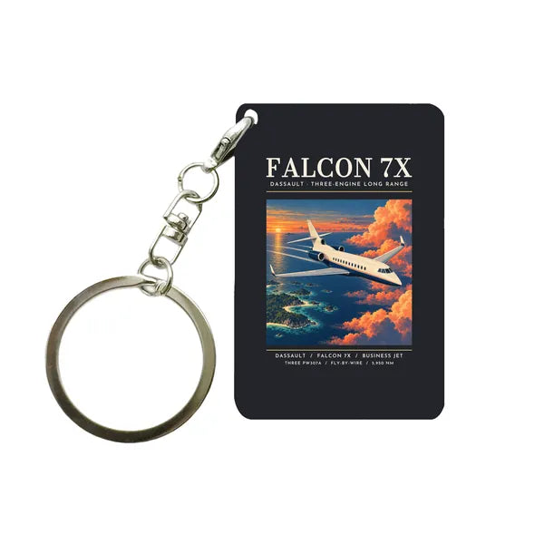 Dassault Falcon 7X - Poster - Key Chain - Black