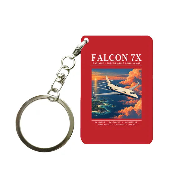 Dassault Falcon 7X - Poster - Key Chain - Red