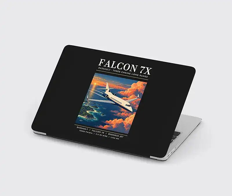 Dassault Falcon 7X - Poster - MacBook Case - Black