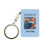Thumbnail for Dassault Falcon 7X - Poster + Name - Key Chain - Light Blue