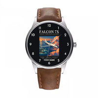 Thumbnail for Dassault Falcon 7X - Poster + Name - Leather Strap - Brown Leather Strap