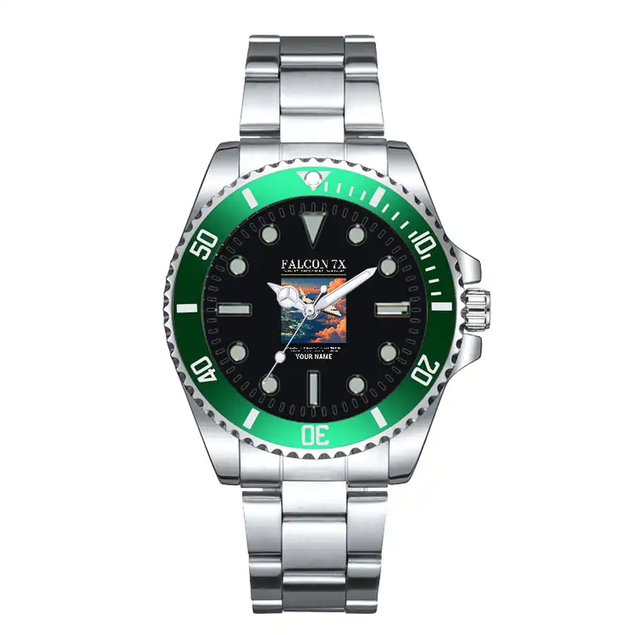 Dassault Falcon 7X - Poster + Name - Premium Diver - Green