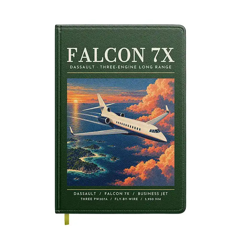 Dassault Falcon 7X - Poster - Notebook - Dark Green