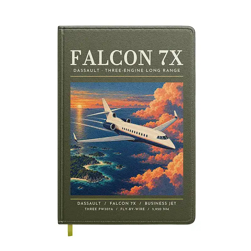 Dassault Falcon 7X - Poster - Notebook - Green Army