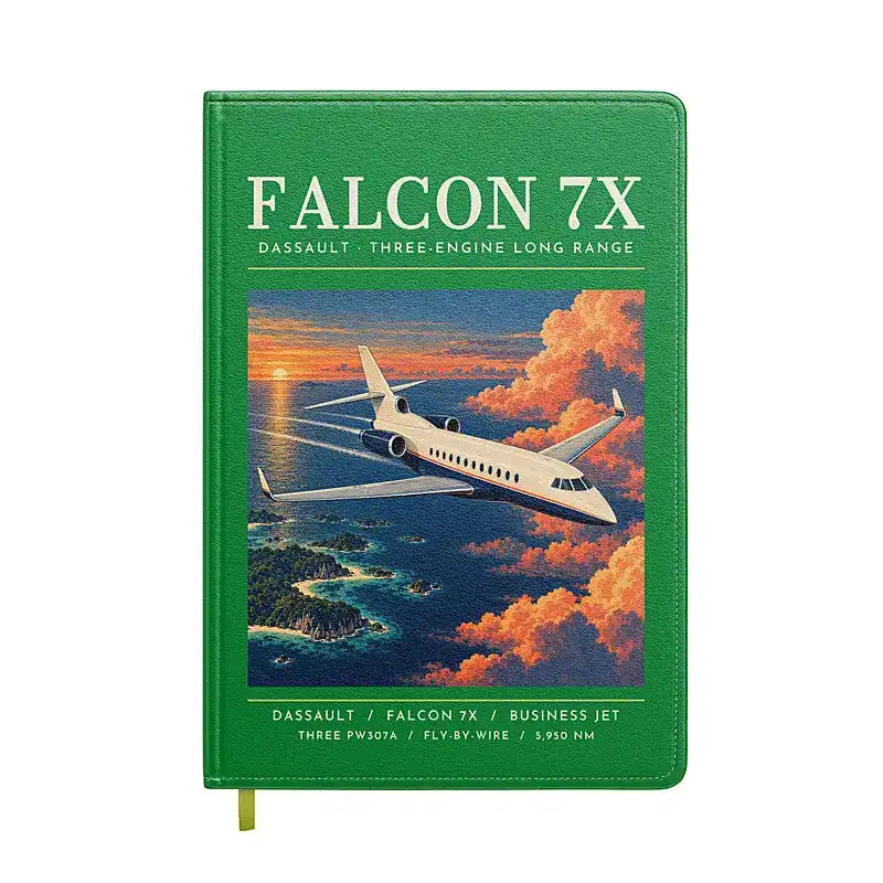 Dassault Falcon 7X - Poster - Notebook - Green