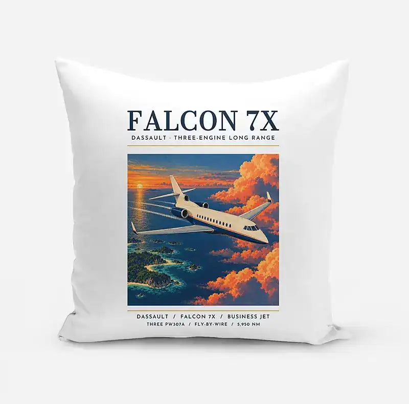 Dassault Falcon 7X - Poster - Pillow - White