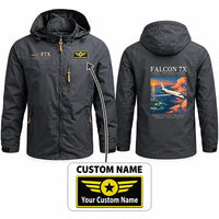 Thumbnail for Dassault Falcon 7X Stylish Jackets - Hooded Windbreaker - Poster + Name - Charcoal