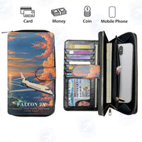Thumbnail for Dassault Falcon 7X Leather Wallets - Zip Long Wallet - 3D + Name