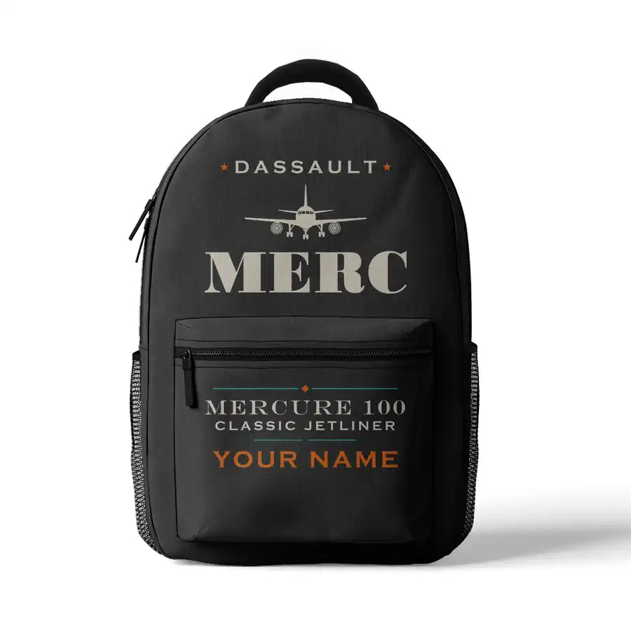 Dassault Mercure 100 - 3D Backpack - Heritage + Name - Gray