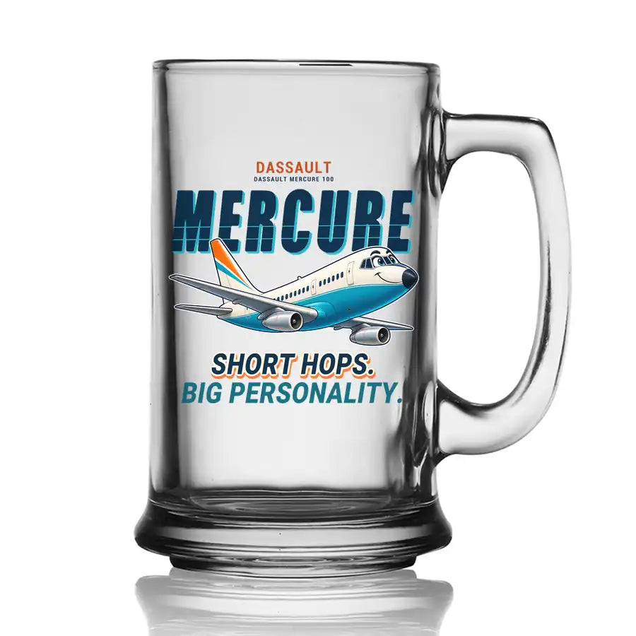 Dassault Mercure 100 - Cartoon - Beer Glass with Holder