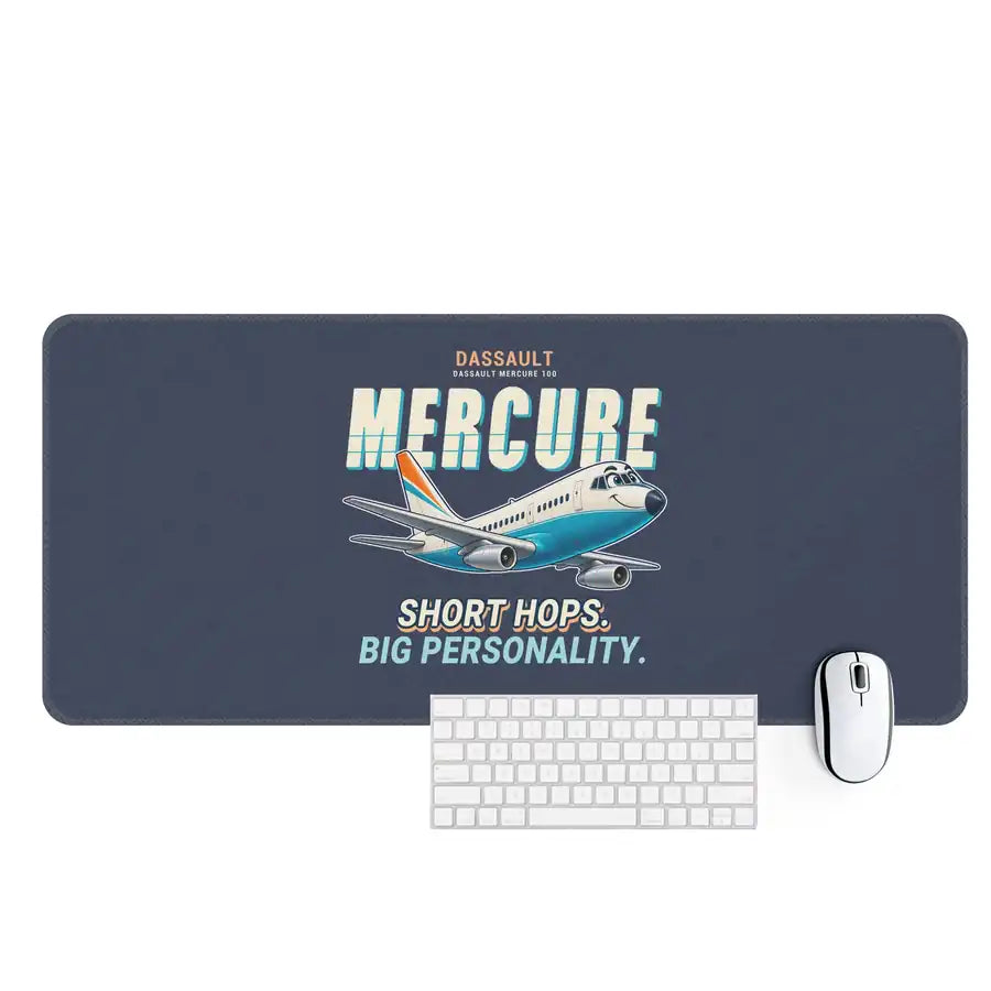 Dassault Mercure 100 - Cartoon - Desk Mat - Navy Blue