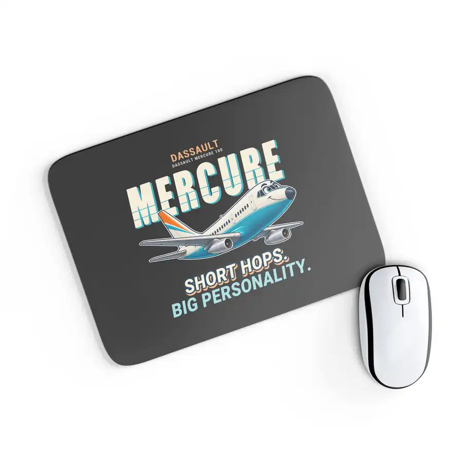 Dassault Mercure 100 - Cartoon - Mouse Pad - Black