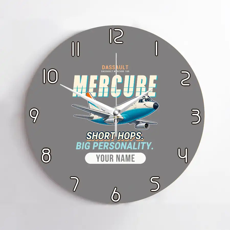 Dassault Mercure 100 - Cartoon + Name - No Frame - Gray