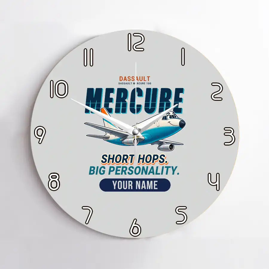 Dassault Mercure 100 - Cartoon + Name - No Frame - Light Gray