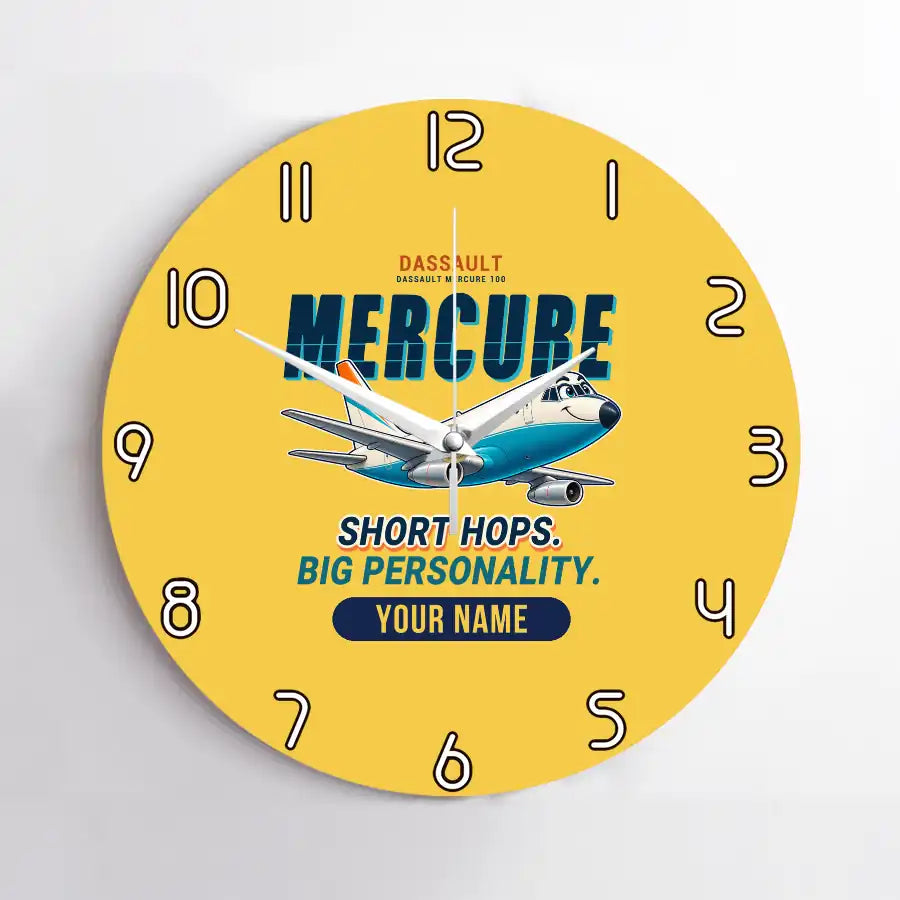 Dassault Mercure 100 - Cartoon + Name - No Frame - Yellow