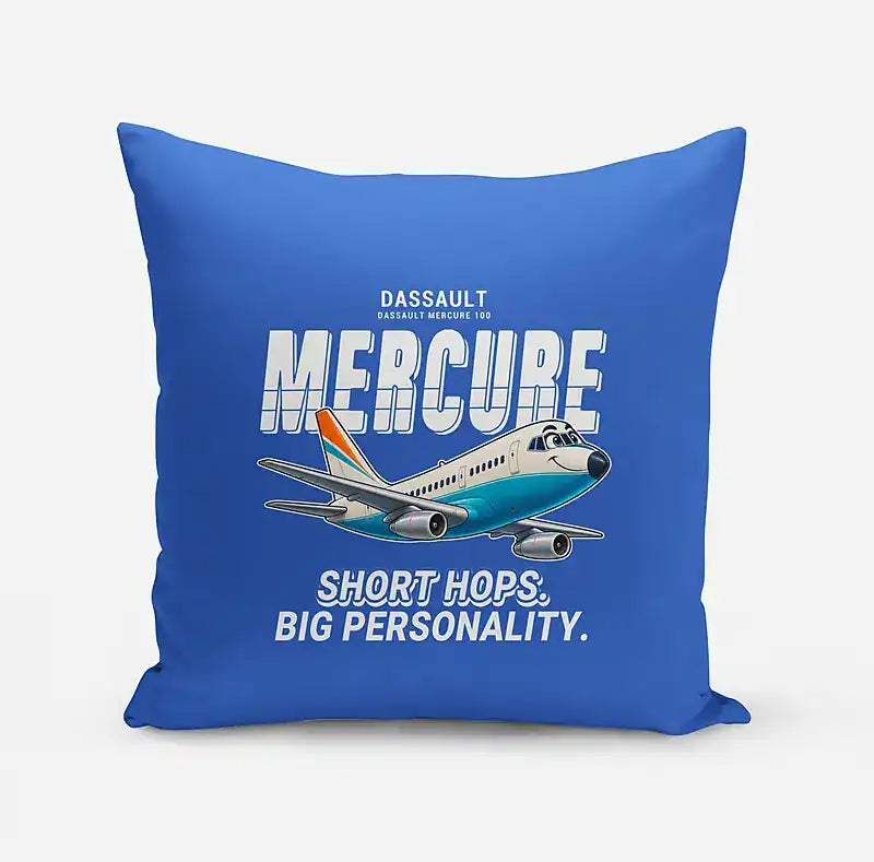 Dassault Mercure 100 - Cartoon - Pillow - Blue