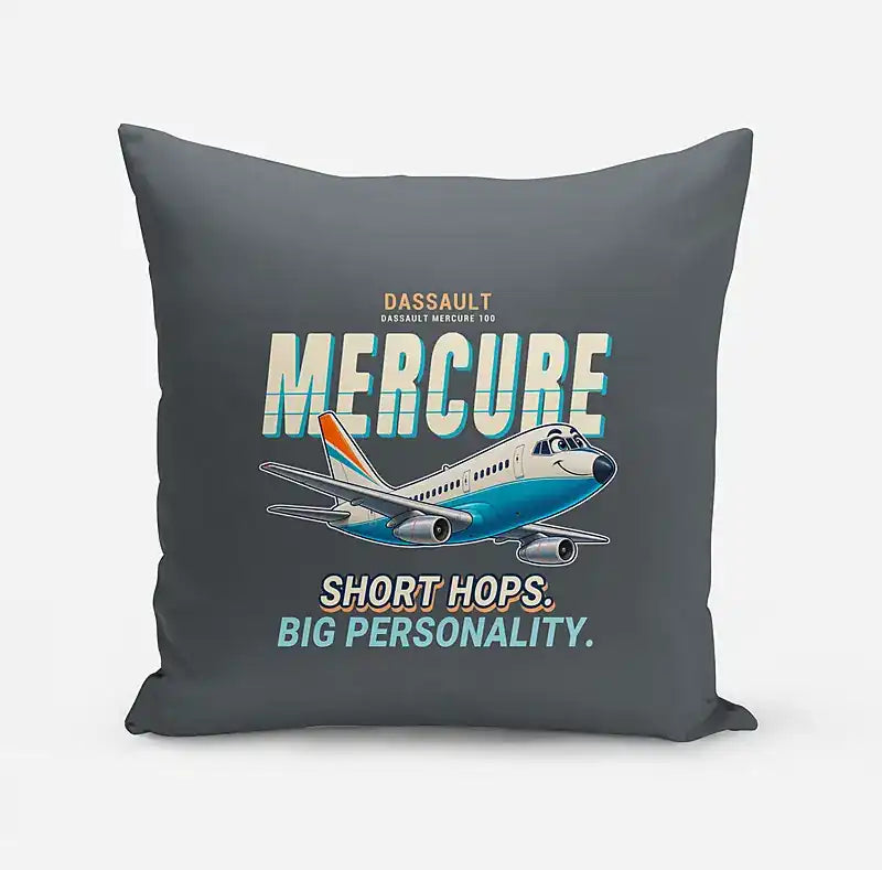 Dassault Mercure 100 - Cartoon - Pillow - Gray