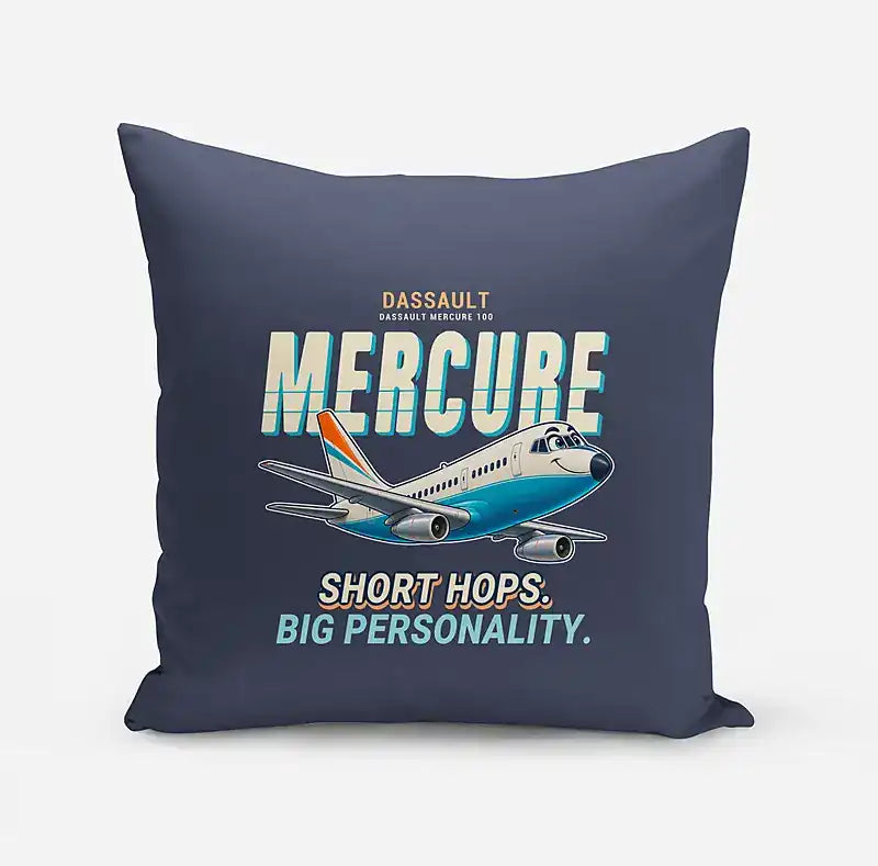 Dassault Mercure 100 - Cartoon - Pillow - Navy Blue