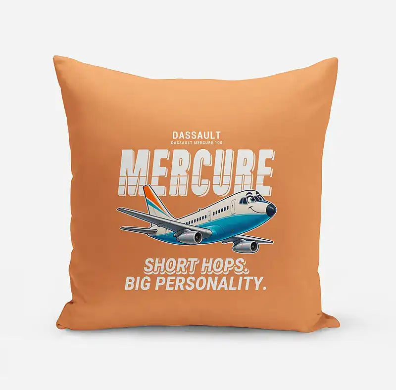 Dassault Mercure 100 - Cartoon - Pillow - Orange