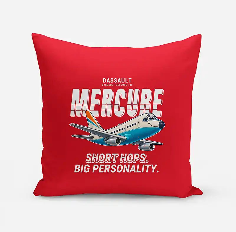Dassault Mercure 100 - Cartoon - Pillow - Red