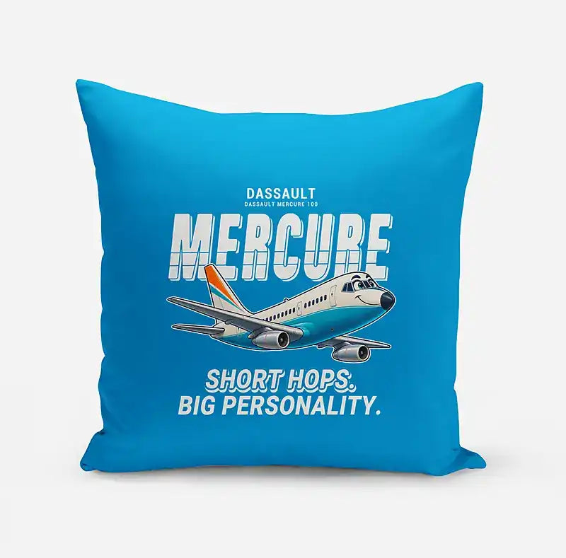 Dassault Mercure 100 - Cartoon - Pillow - Turquoise