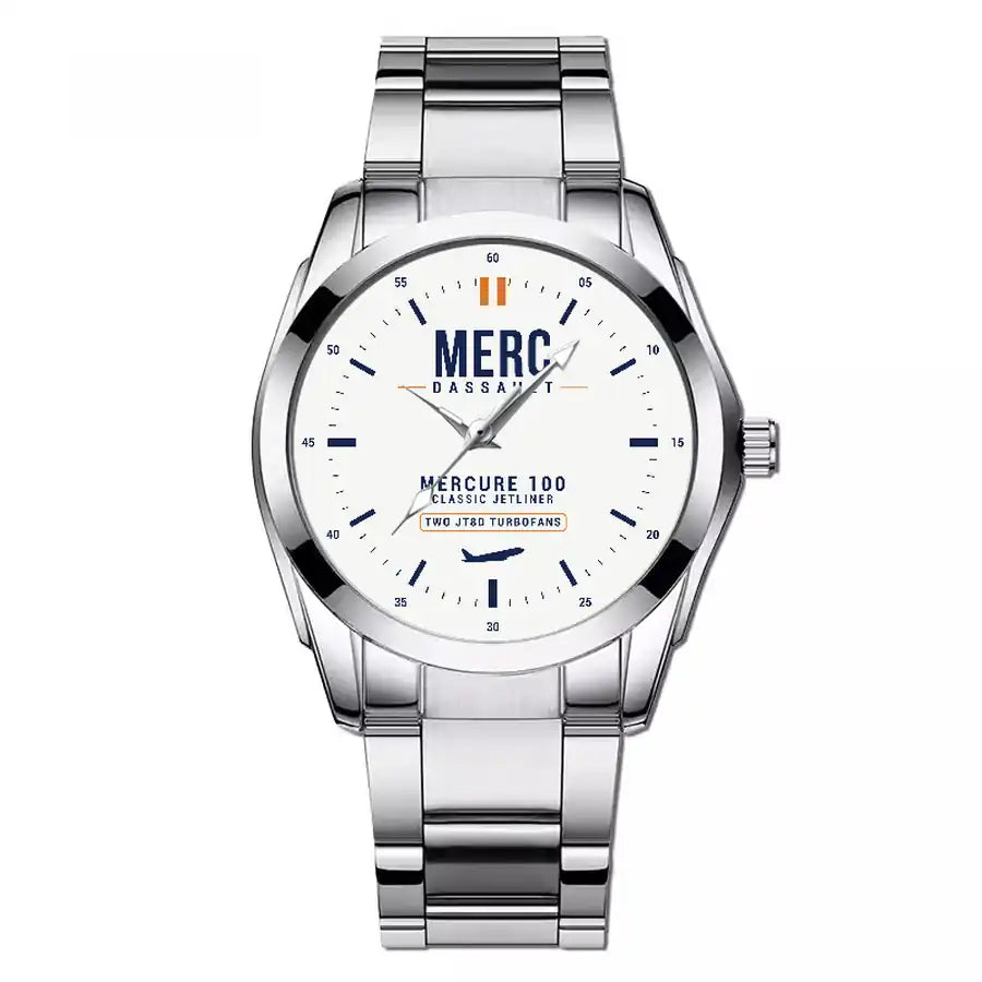 Dassault Mercure 100 - Classic - White - Stainless Steel Band - For Men