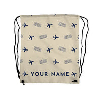 Thumbnail for Dassault Mercure 100 - Drawstring Bag - 3D Pattern + Name - Beige