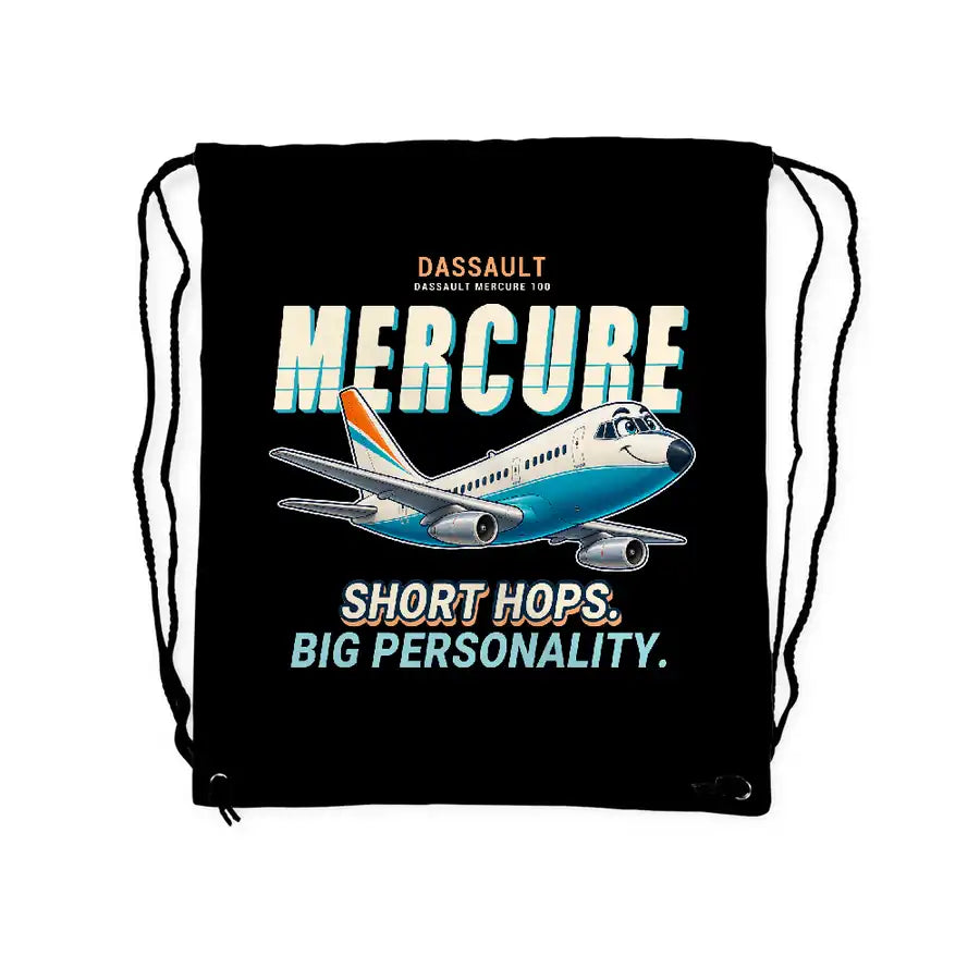 Dassault Mercure 100 - Drawstring Bag - Cartoon - Black