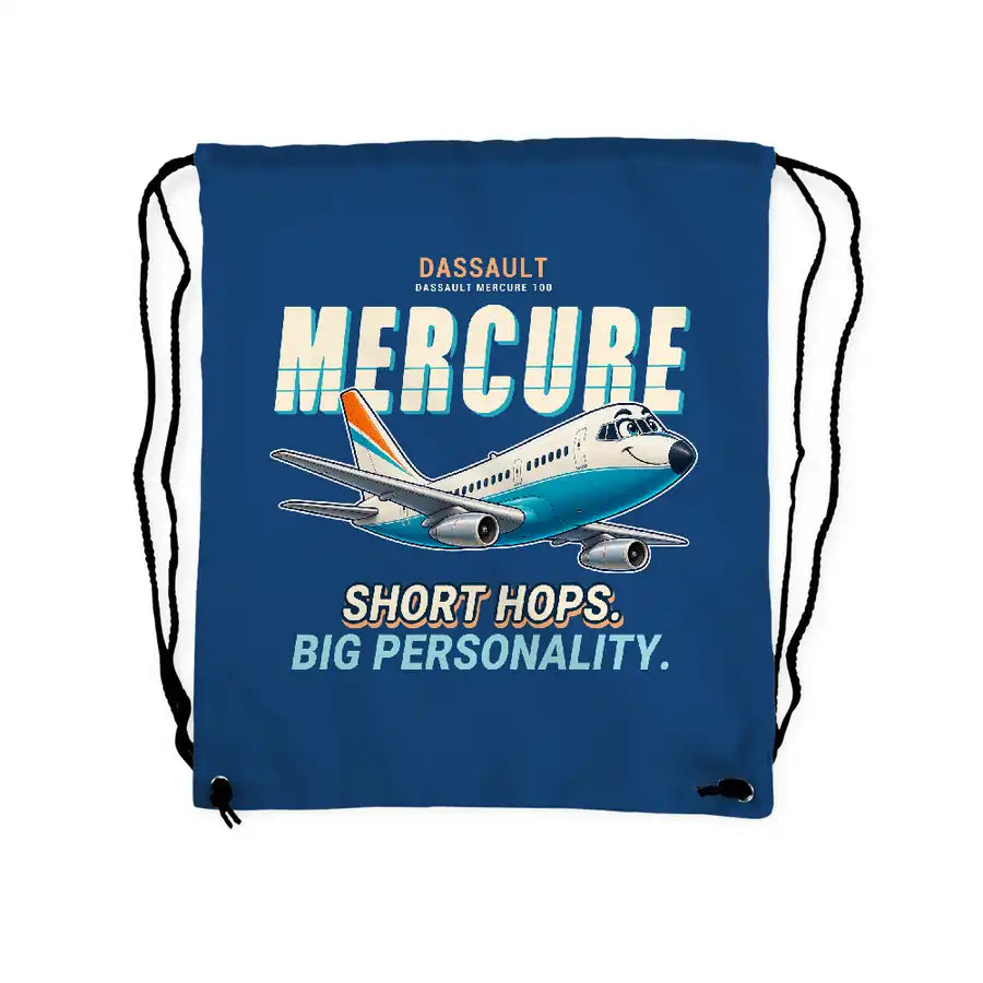 Dassault Mercure 100 - Drawstring Bag - Cartoon - Blue