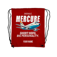 Thumbnail for Dassault Mercure 100 - Drawstring Bag - Cartoon + Name - Red