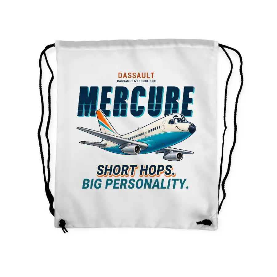 Dassault Mercure 100 - Drawstring Bag - Cartoon - White