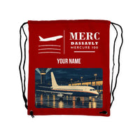 Thumbnail for Dassault Mercure 100 - Drawstring Bag - Classic + Name - Red