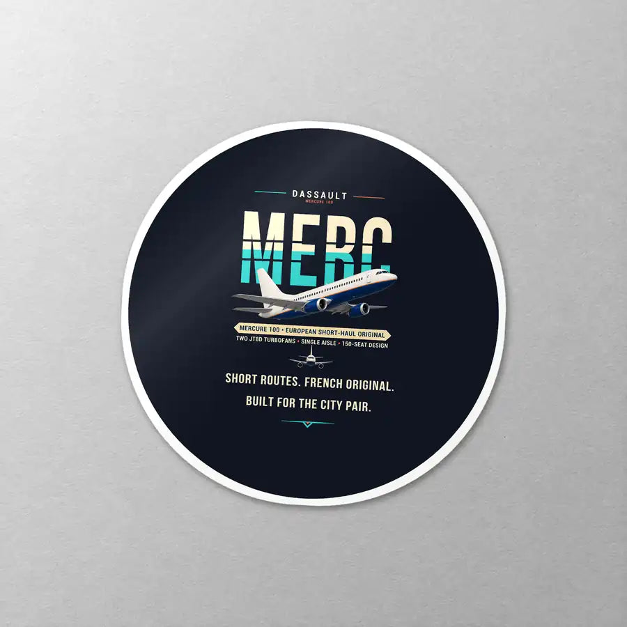 Dassault Mercure 100 - Original - Circle Sticker - Close-up