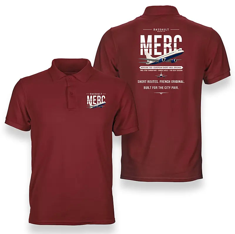 Dassault Mercure 100 - Original - Double-Side Polo - Red