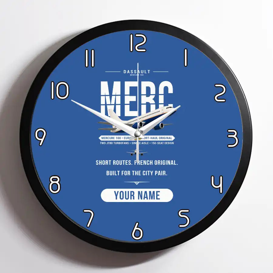 Dassault Mercure 100 - Original + Name - Framed - Blue