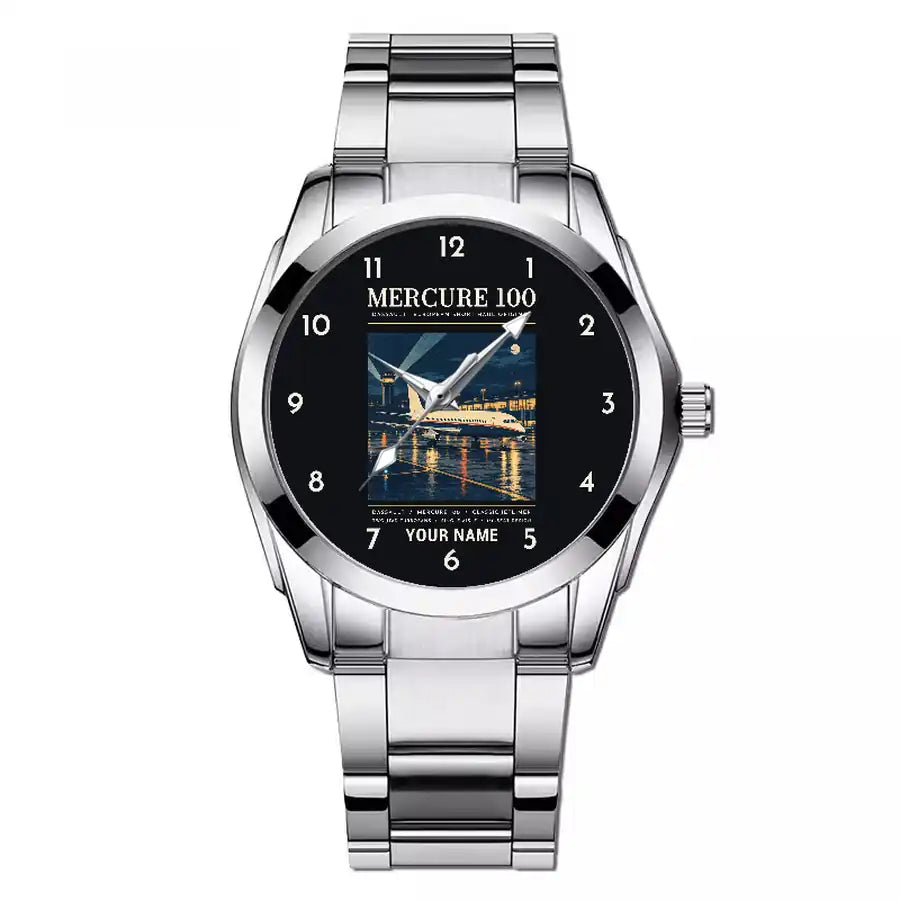 Dassault Mercure 100 - Poster + Name - Stainless Steel Band - For Men
