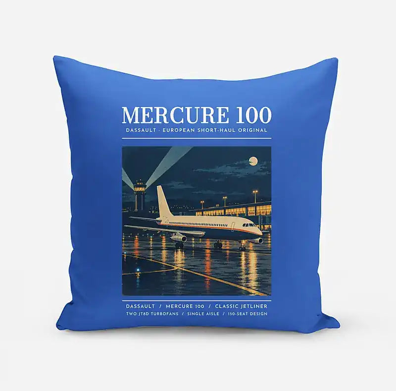 Dassault Mercure 100 - Poster - Pillow - Blue