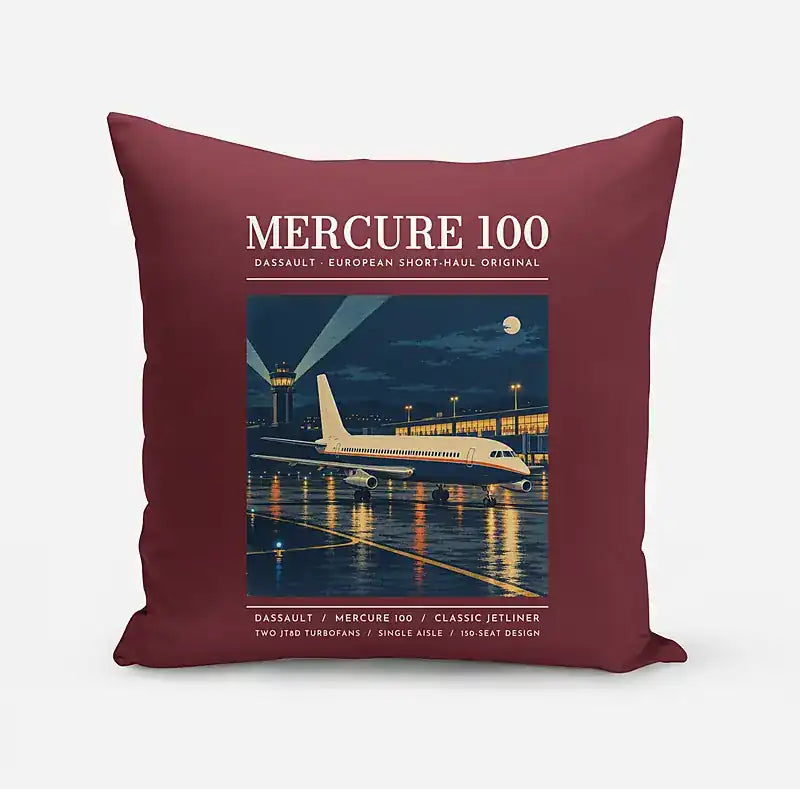 Dassault Mercure 100 - Poster - Pillow - Dark Red