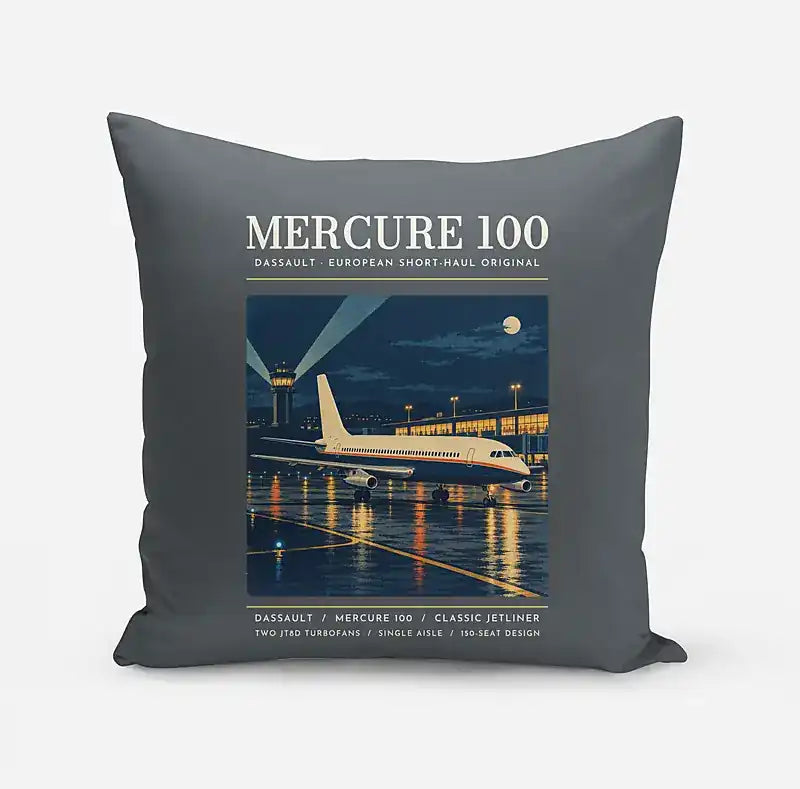 Dassault Mercure 100 - Poster - Pillow - Gray
