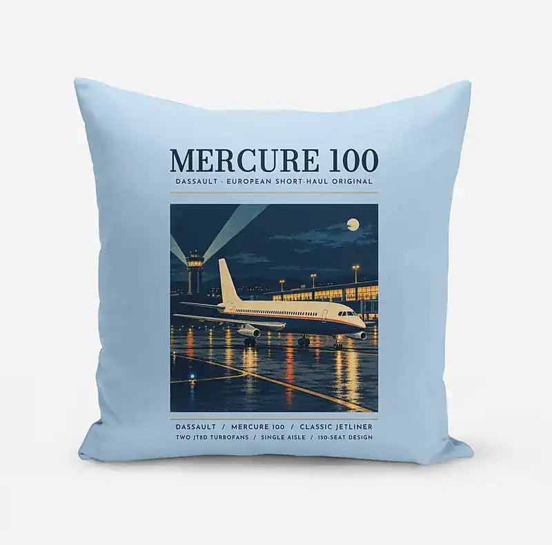 Dassault Mercure 100 - Poster - Pillow - Light Blue