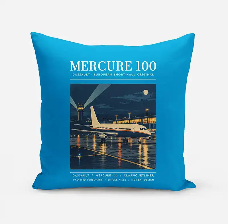 Dassault Mercure 100 - Poster - Pillow - Turquoise